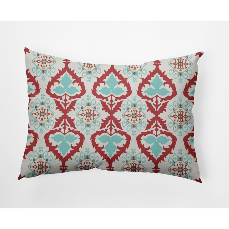 Coussin Bombay, Bleu pâle / rouge