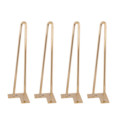 H Hairpin Legs (Electroplated Golden Color) Diy Industrial Strength Mid Century Modern Table Legs,Golden Hairpin Legs,Gold Table Legs,Set Of 4