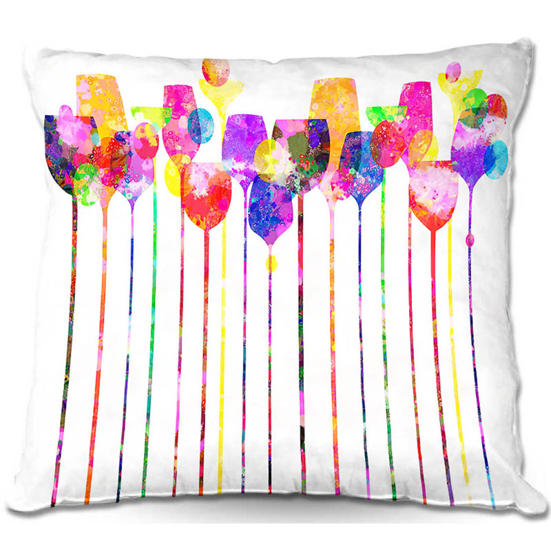 Housse et insert de coussin carré DiaNoche Designs, 16 po x 1 po, Bleu / Rose / Jaune