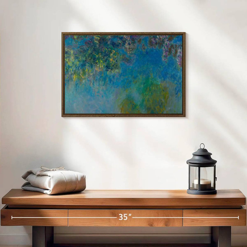 Wisteria 1925, 19 po x 13 po, Cadre flottant noyer