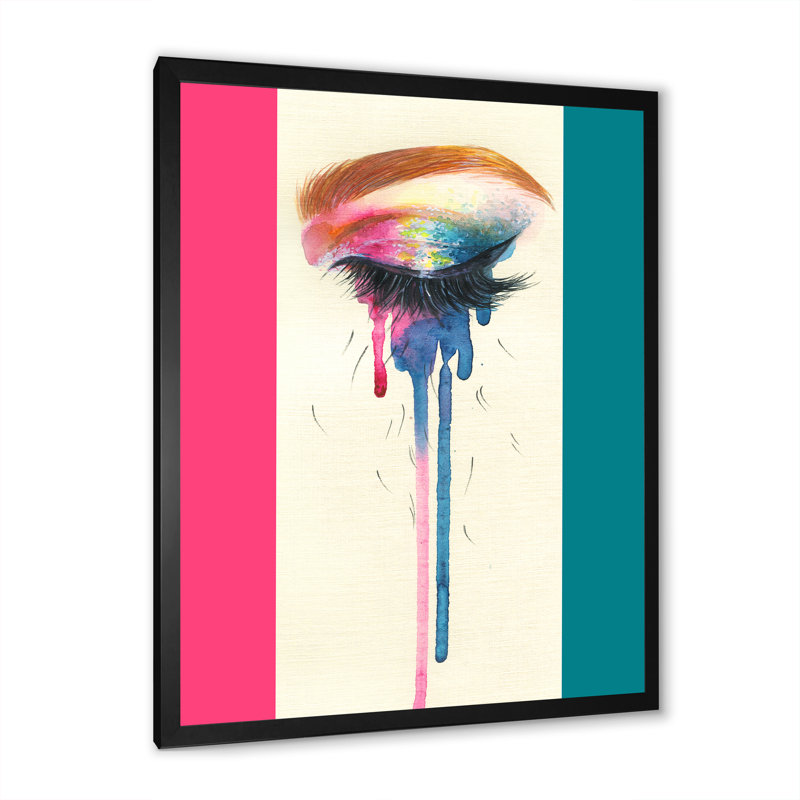 «Stop to Cry Eyes With Vivid Make Up», art mural sur toile Glam, H 20 po x l 12 po x P 1,5 po, Toile avec cadre noir