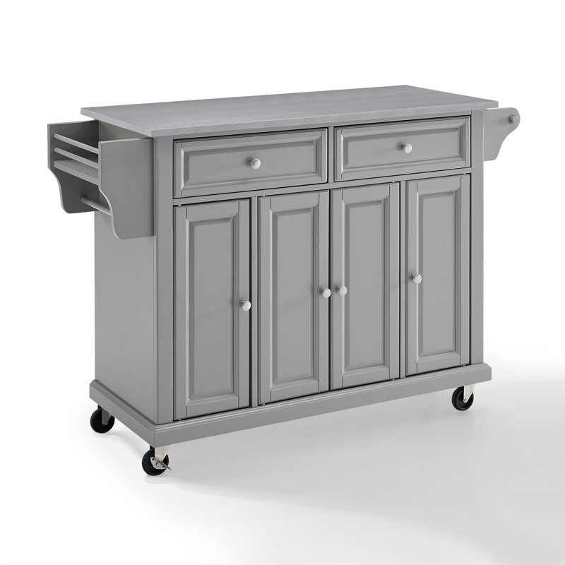 Ensemble d'îlot de cuisine avec plateau en acier inoxydable