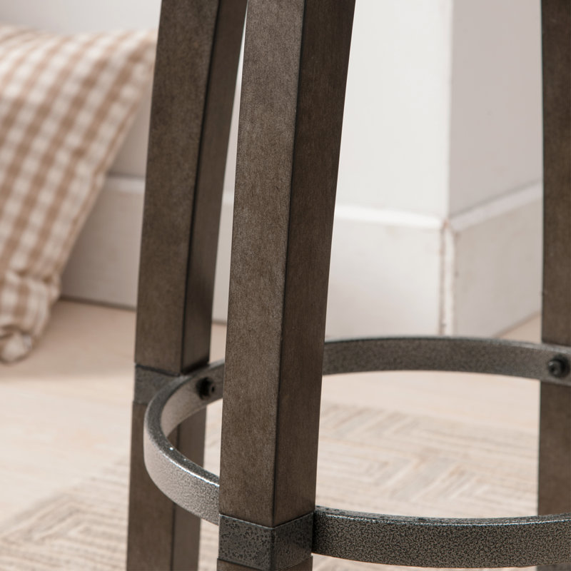 Coomes Swivel Upholstered Counter Stool with Solid Wood Frame, Grey / Black, Counter Stool (26" Seat Height)