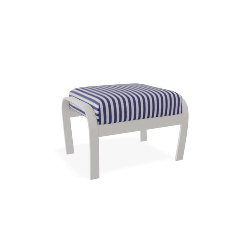 Repose-pieds avec coussin Askar, Neige texturée, Rayures bleues et blanches