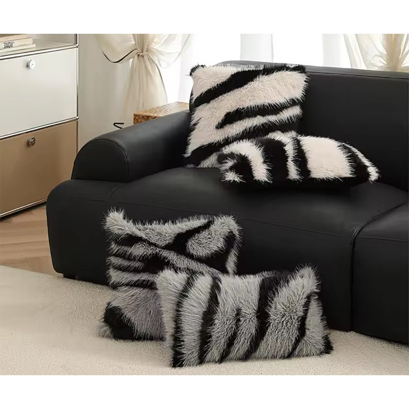  Housse de coussin à imprimé animal, Imprimé animal gris, H 18 po x l 18 po, Carré