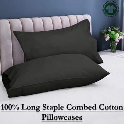 Ensemble de 2 taies d'oreiller 100% coton à longues fibres à densité de tissage 300 fils Royale Linens
