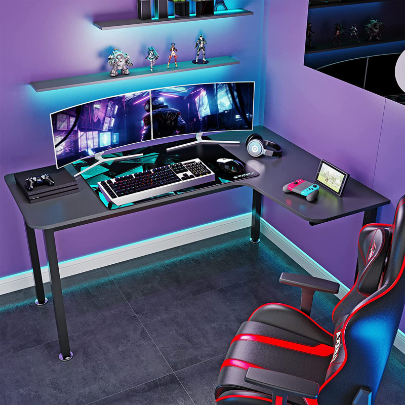 Kokoro L-Shaped Metal Base Computer Desk
