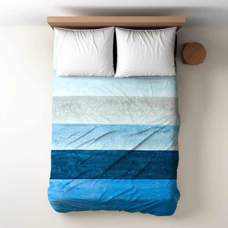 Polyester Sateen Duvet Cover, Twin Duvet, Blue Blue Stripes
