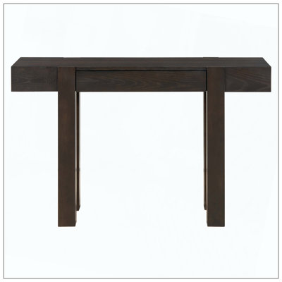 Rustic Minimalist Console Table Hidden Drawer Side Power Outlet Wood Entryway Table