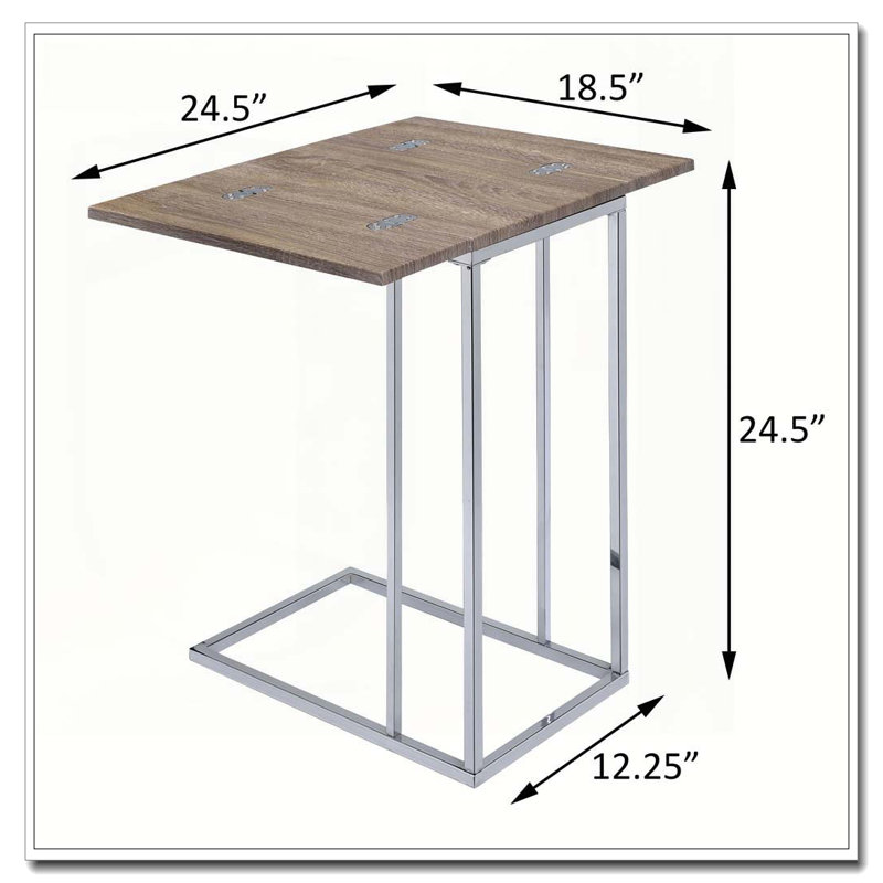 Weathered Oak and Chrome Side Table