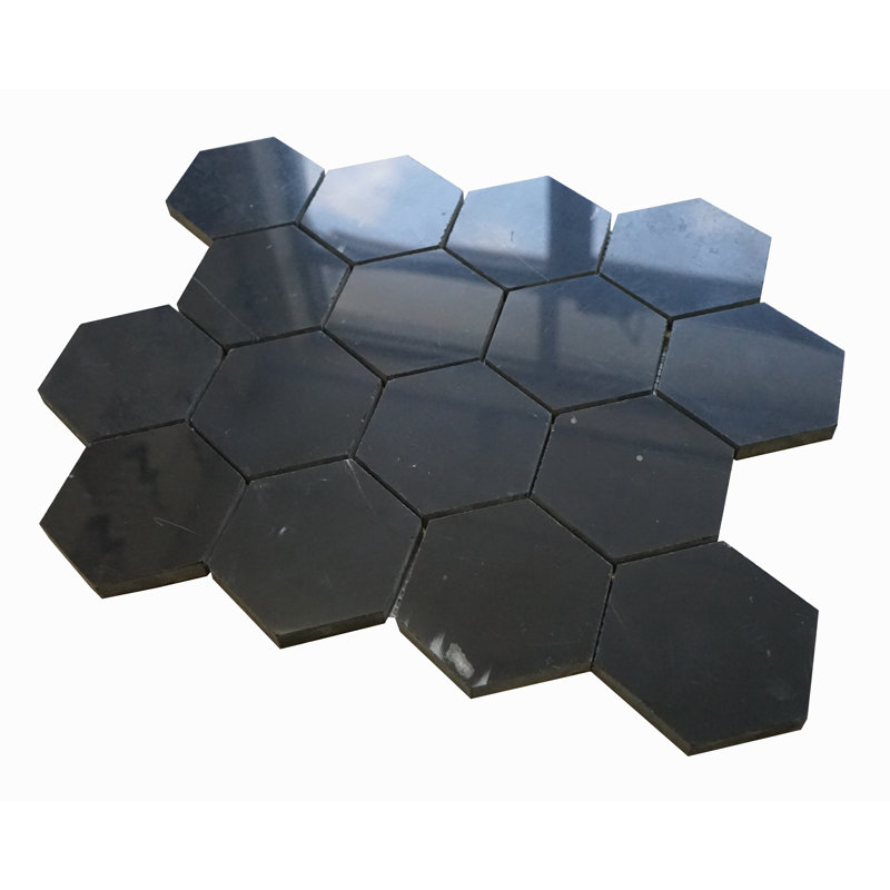 3" x 3" Marble Honeycomb Mosaic Wall & Floor Tile, Black