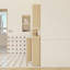 Ensemble de meuble-lavabo 4 pièces en chêne clair avec lavabo en céramique à bord mince, ensemble de meuble-lavabo avec armoires de rangement, panneaux de porte bicolores