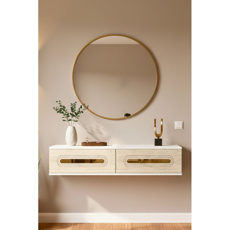 Commode, White/Beige/Gold