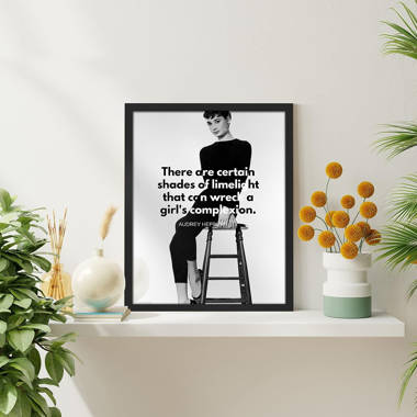 SIGNLEADER Audrey Hepburn Black And White Vogue Cover Poster Wall Art Tiff  Teal Blue Fashion Hollywood Prints Framed Print