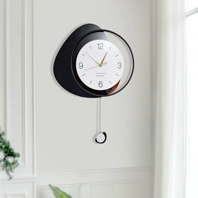 Edicott Pendulum Wall Clock, 24" Silent Non Ticking Decorative Clock Home Decor