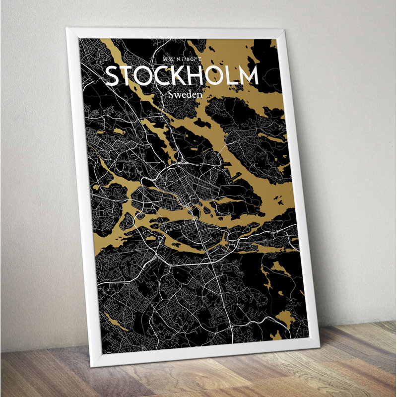 Stockholm City Map - No Frame Print, 70cm H x 50cm W x 0.13cm D