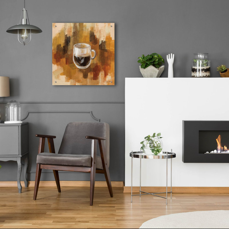 Art mural en verre épique «Abstract Coffee 3» par Silvia Vassileva, 24 po x 24 po, H 24 po x l 24 po