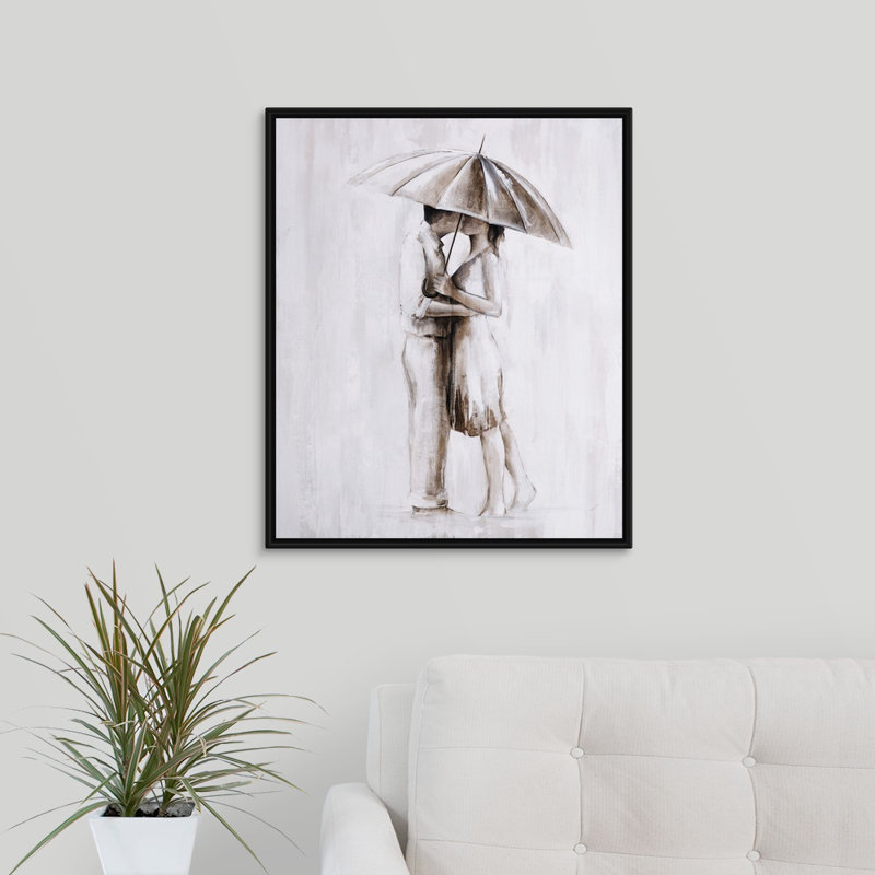 «Springtime Stroll», peinture sur toile, H 25,7 po x l 21,7 po x P 1,75 po, Cadre flottant noir