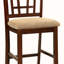 Ensemble de 2 chaises de salle à manger brunes à hauteur de comptoir rembourrée à dossier unique