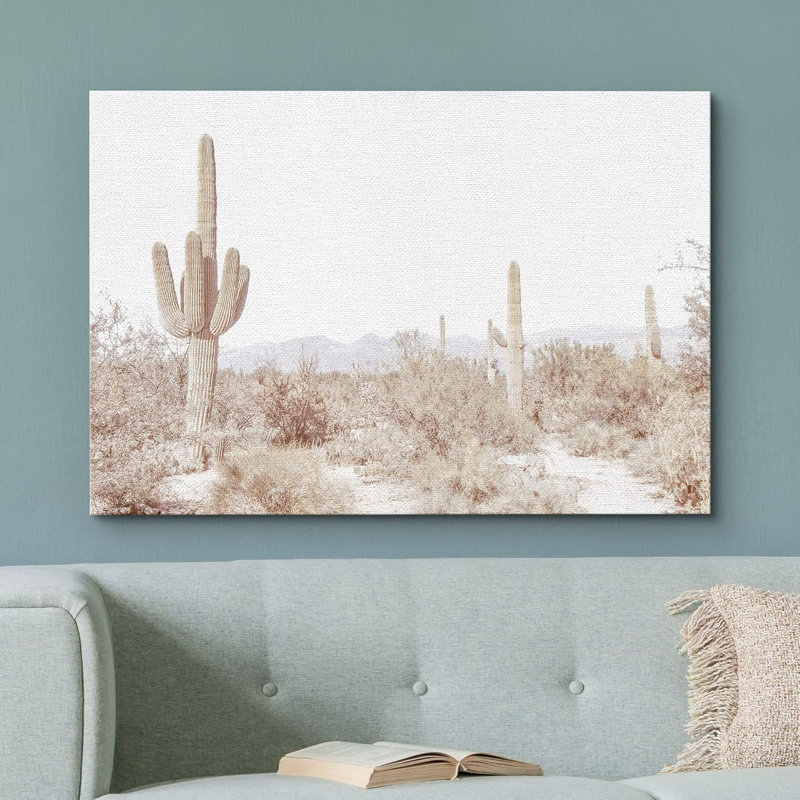 Cactus rétro rétro photographie de paysage nature rustique moderne, Toile tendue, H 12 po x l 18 po