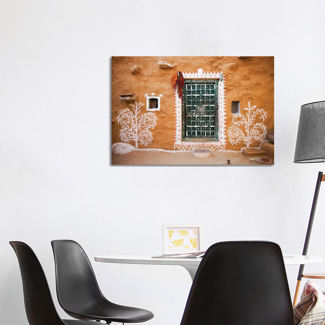India, Rajasthan, Traditional Desert House Exterior. by Jaynes Gallery - Wrapped Canvas Painting