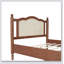 Lit plateforme double en bois avec tête de lit en rotin naturel, cadre de lit rétro-2015039504-2015039509