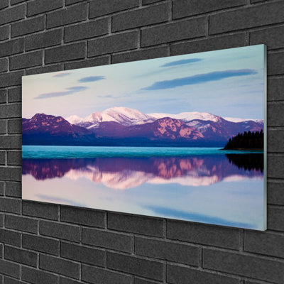 Landscape Mountain Lake 1 Piece Wall Art on Glass