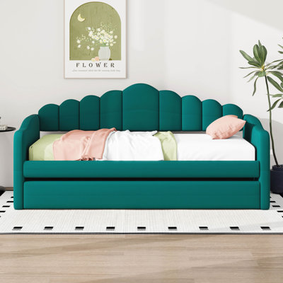 Lit de jour simple tapissier avec couchette, canapé-lit en velours avec ports USB, aucun sommier nécessaire