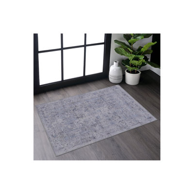 Blue Washable Rug 2' X 3' Doormat Rug (2' X 3')