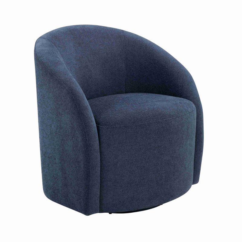 Fauteuil demi-tonneau pivotant en bois massif Boucle, Bleu