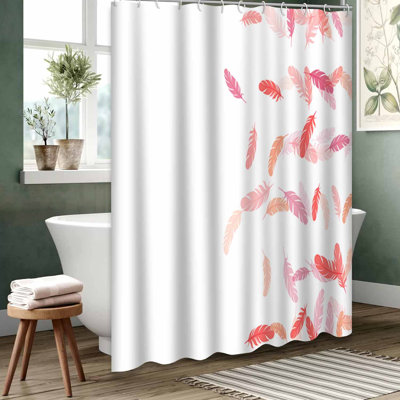 Rideau de douche rose imperméable, rideaux de douche pour la salle de bain avec 12 crochets