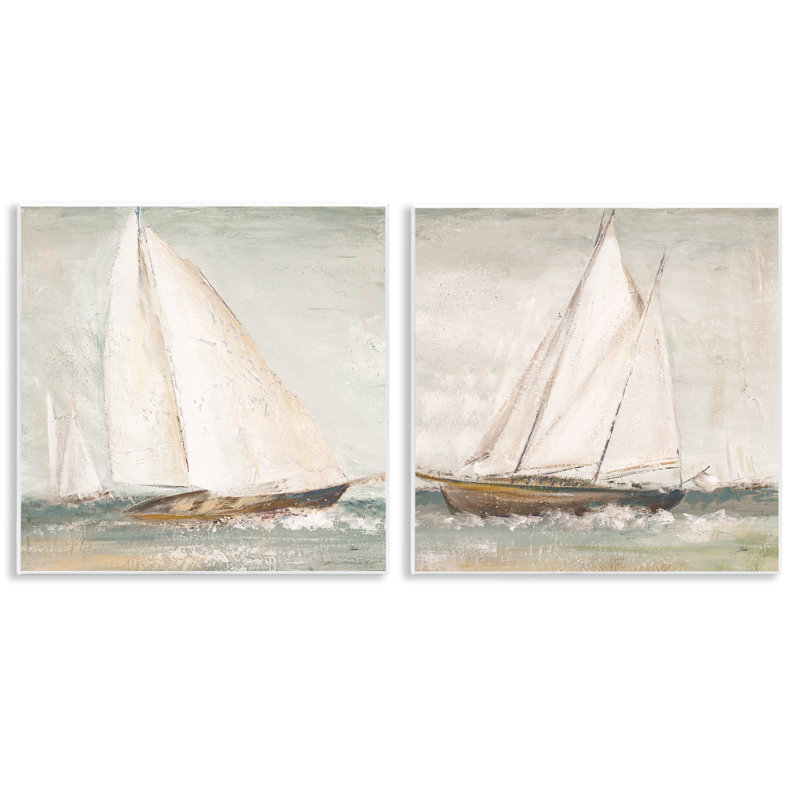 «Tall Ships at Sea», ensemble de 2 plaques murales par Patricia Pinto