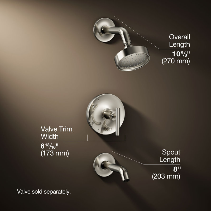 Purist Pressure-Balancing Thermostatic Tub and Shower Faucet, Vibrant Polished Nickel, Lever Handle, 2.5 GPM