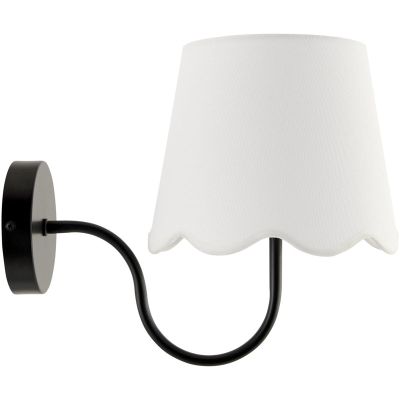 1-Light Iron Wall Sconce with Linen Shade, Matte Black
