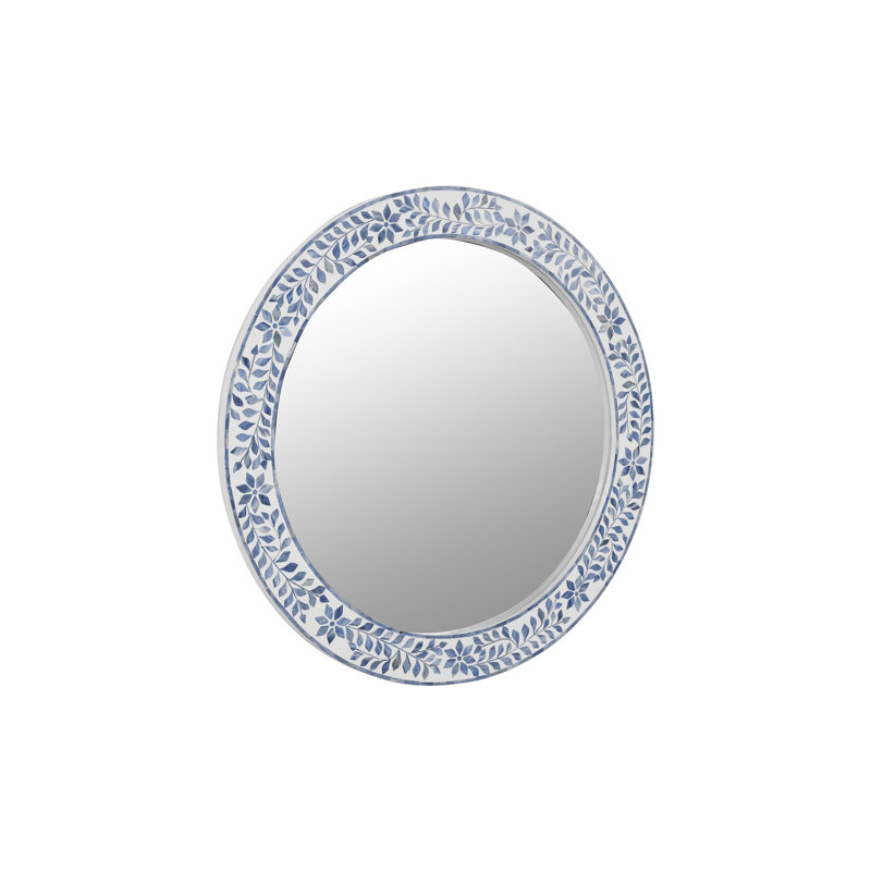 Miroir rond 34 po Blue Leaf, 34 po x 34 po