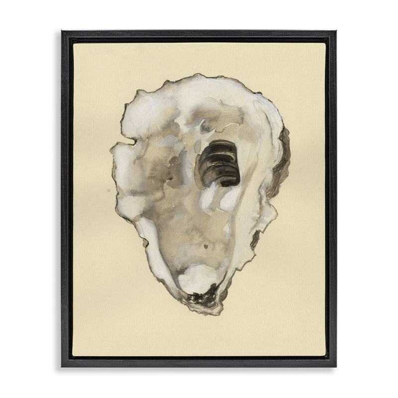 "Oyster Shape", art mural encadré par Michael Willett, H 31 po x l 25 po, Cadre flottant noir de jais