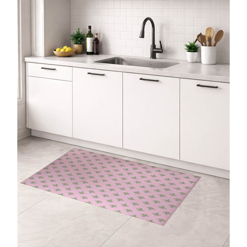Tapis de cuisine léger Flora, Rectangle 5 pi x 7 pi, Rose