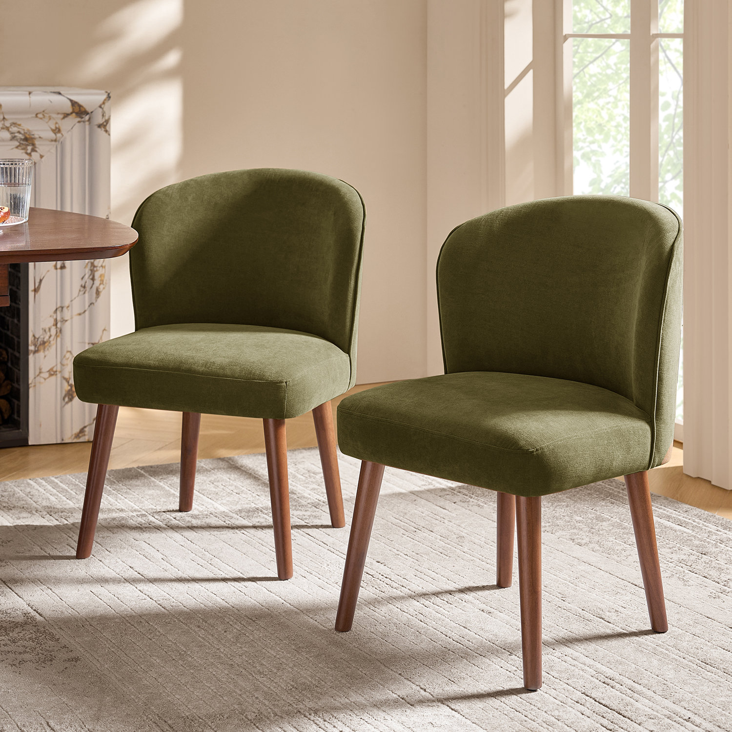 Davia Upholstered Dining Chair, Moss