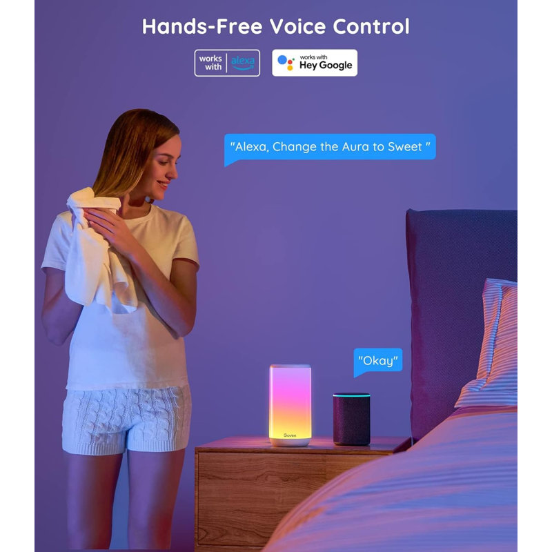 Smart Rgb Table Lamp - App-Controlled Colour Changing Lamp With Music Sync, Diy Effects & Alexa/Google Voice Control