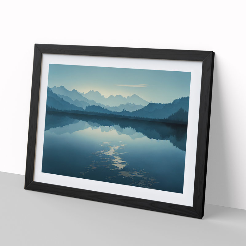 Mountain Lake Reflection Vol.5 - Framed Print, Black Framed, 46cm H x 64cm W x 2cm D