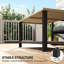 Outdoor Coffee Table with Shelf, Wood-Effect Metal Top, Brown