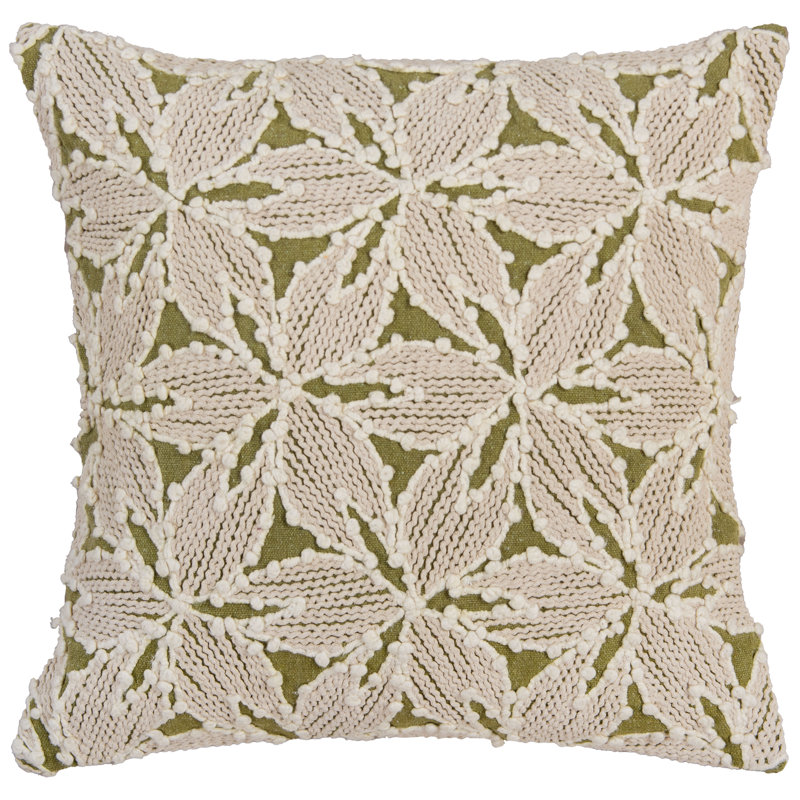 Coussin décoratif en toile de coton recyclé, Alternative au duvet, Vert foncé / naturel