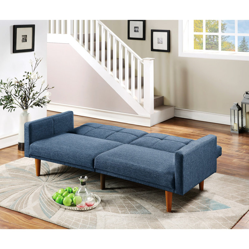 Canapé à accoudoirs carrés 80 po Kaimerry, Mélange de polyester bleu marine