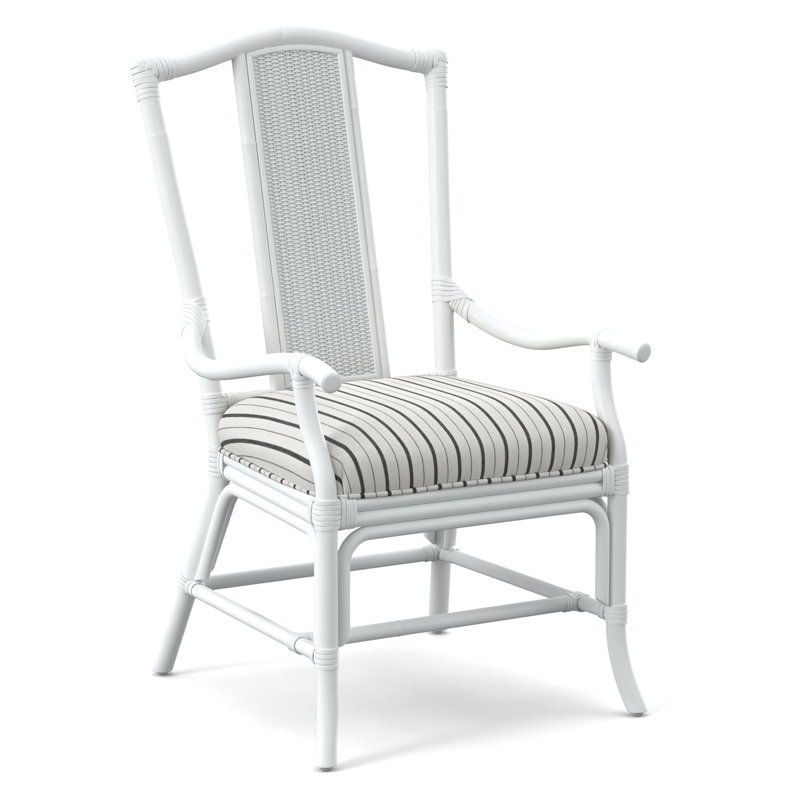 Drury Lane Slat Back Dining Arm Chair, Frost White, Gray Sugar Performance; 0863-84