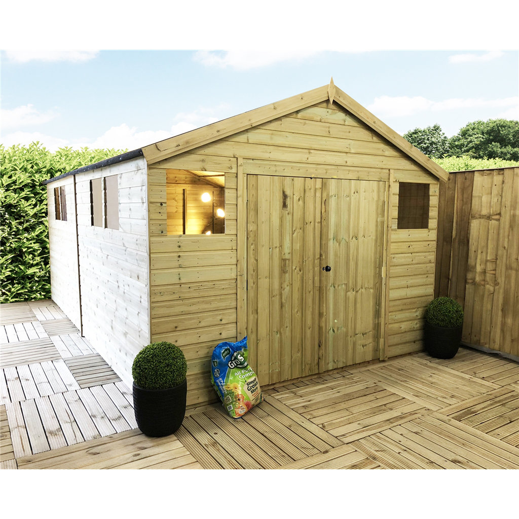 Marlborough 4 ft. W x 28 ft. D Solid Wood Tongue & Groove Reverse Apex Garden Shed