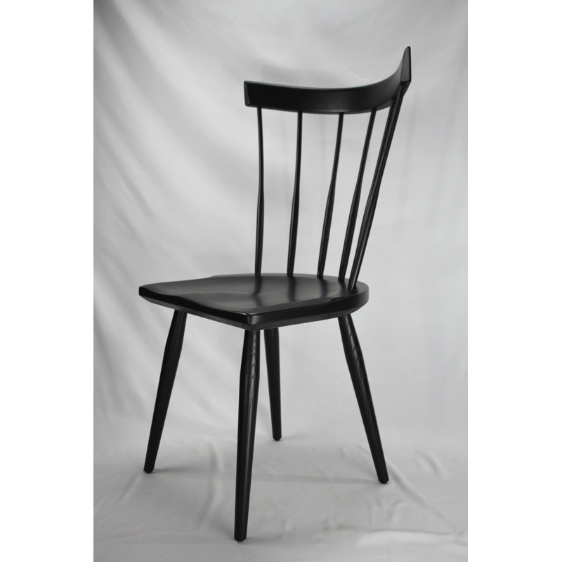 Chaise d'appoint à dossier Windsor en bois massif noir