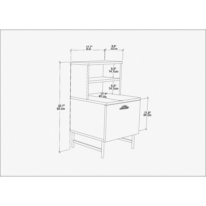 Gilzean 45cm W Bedside Table