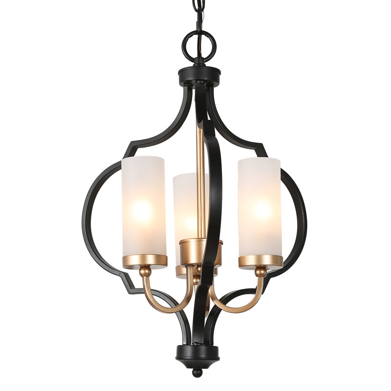 Lustre empire unique à 3 lumières Acari, Noir, 80 po x 12,5 po