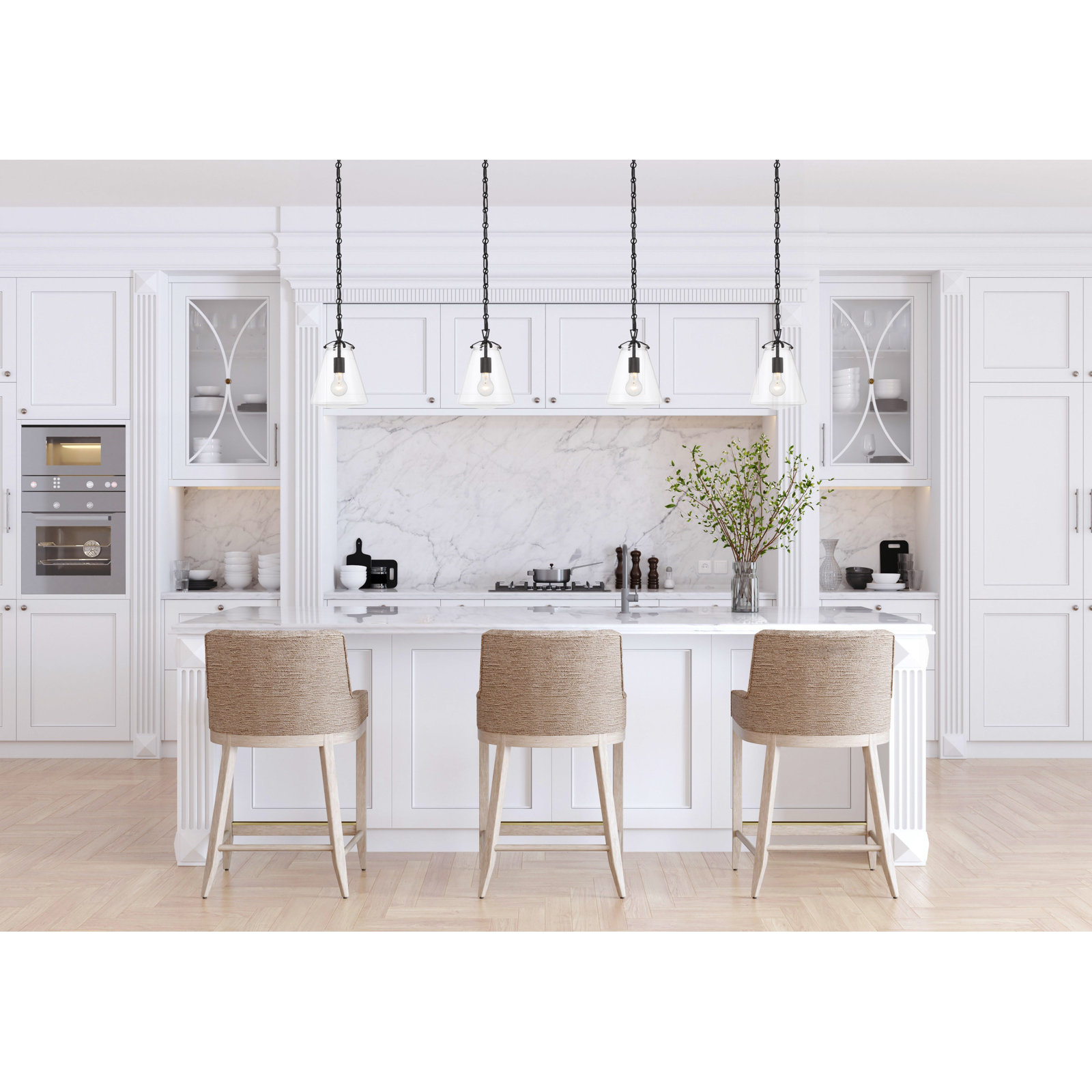 Blair Single Light Glass Dimmable Pendant, Matte Black