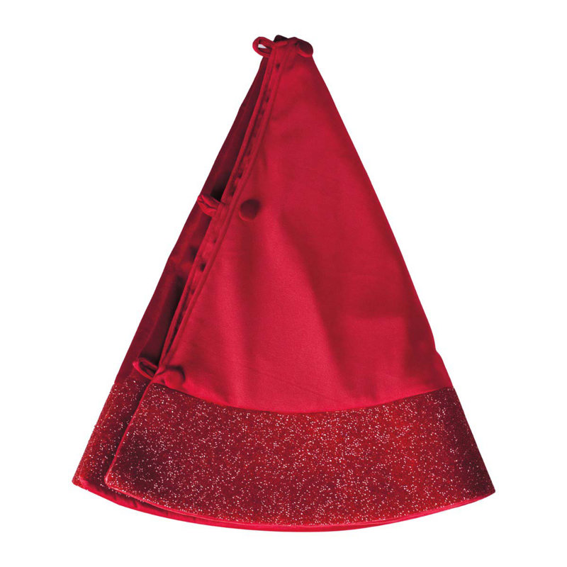 Radiant Red Velvet Rhinestone Christmas Tree Skirt, 48"